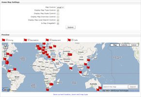 Admin homepage map settings